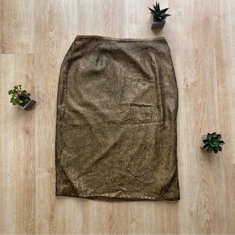 Gold Sequin Silk Skirt